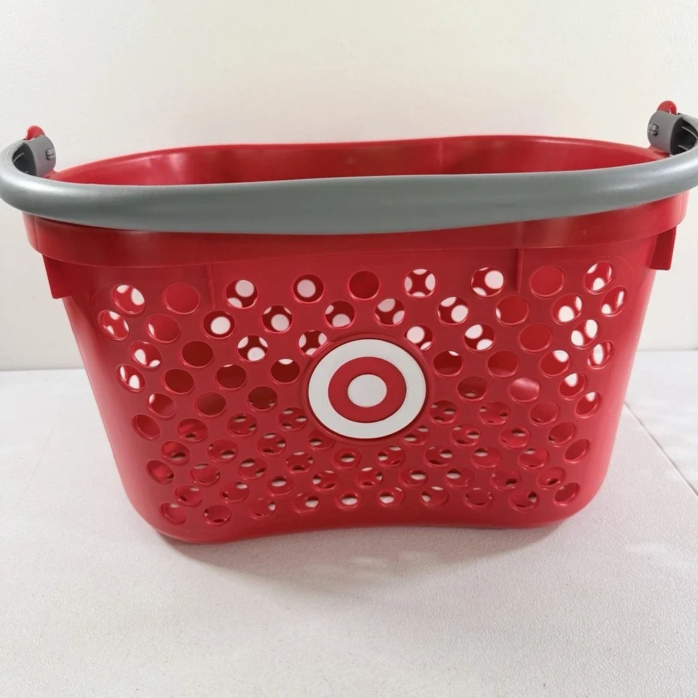 Target Full Size Shopping Basket Gray Handle Red Bullseye Logo Storage Kids Play